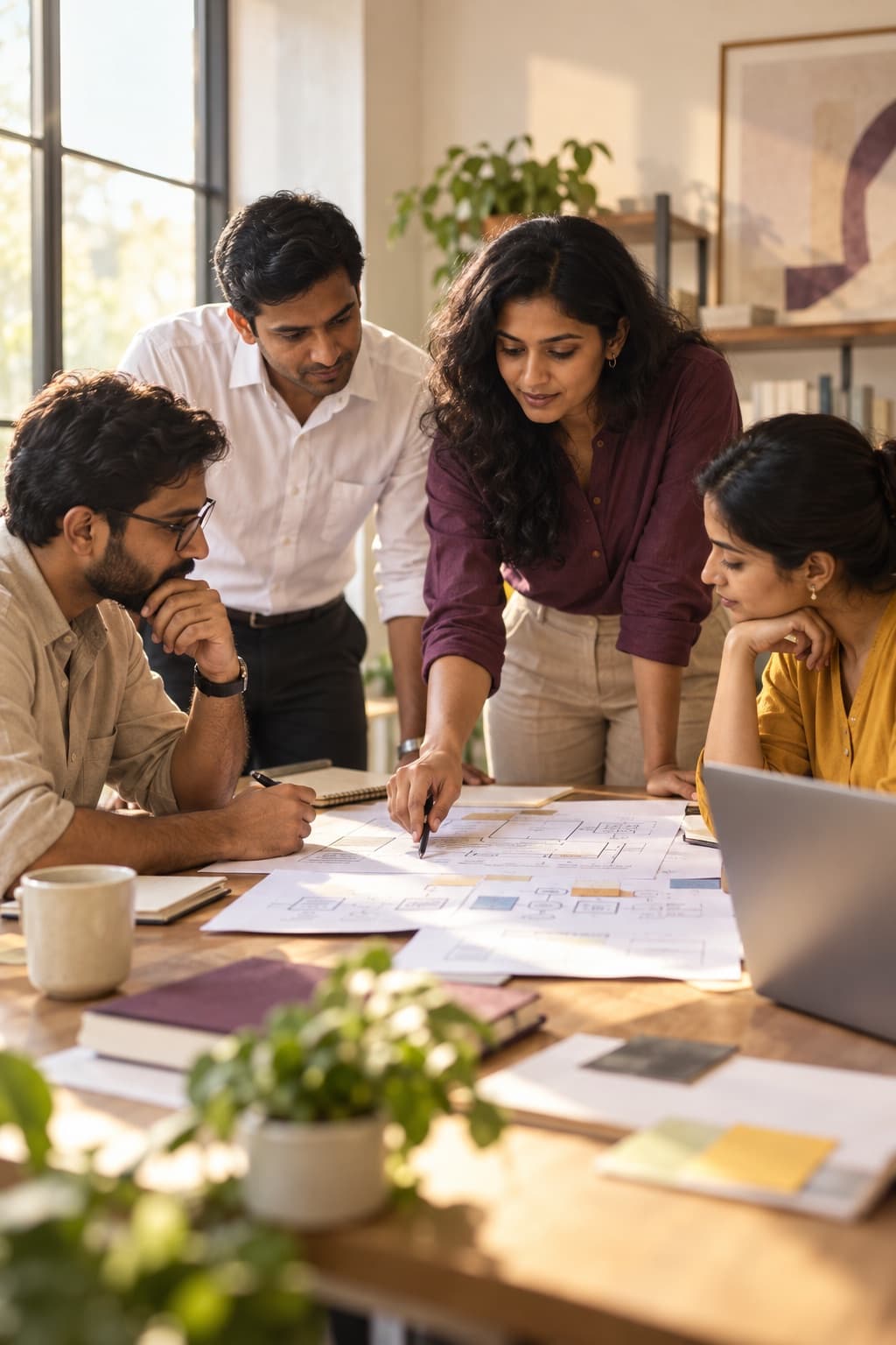 People reviewing a plan together