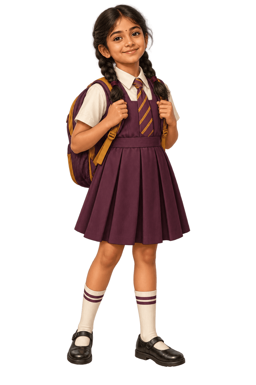 Indian school student ready to begin the day