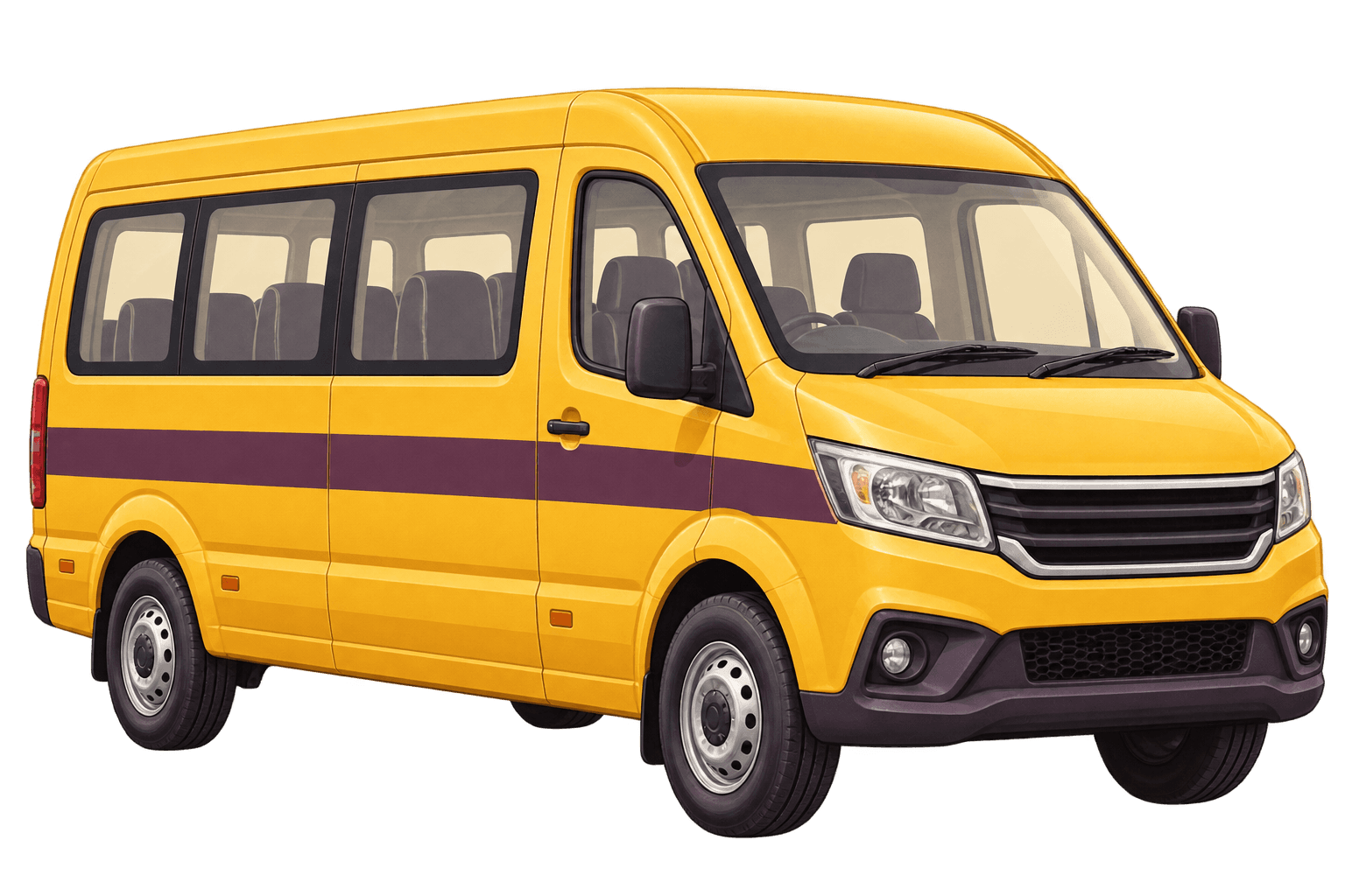 Assigned school van arriving at the pickup point
